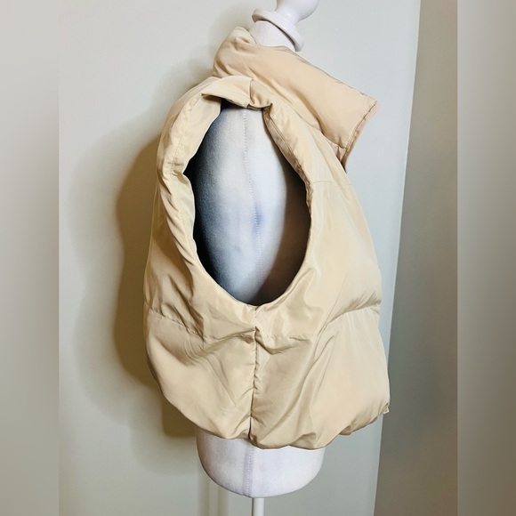SHEIN Cropped Puffer Vest - Beige/Brown-SHEIN, Medium - Picture 3 of 7